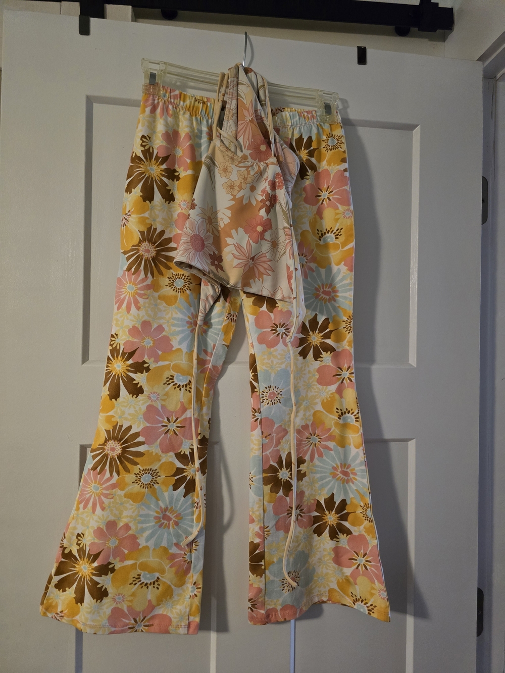 Billabong Floral Wide-Leg Pants in Pastel Pink, Yellow & Blue & Matching Bathing
